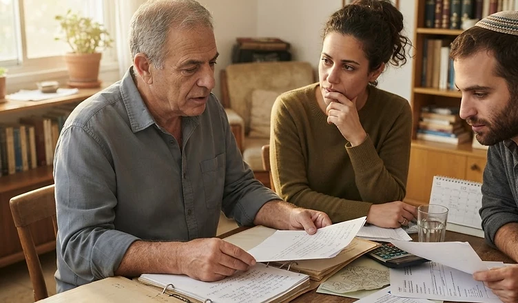 עץ משפחה מאויר המציג קשרי קרבה לצורך קביעת יורשים על פי דין