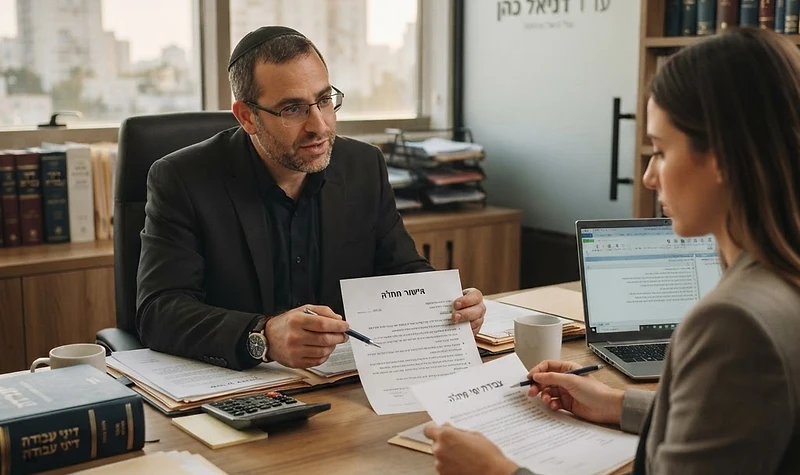 עובד מציג אישור מחלה למעסיק לצורך קבלת דמי מחלה כדין בישראל