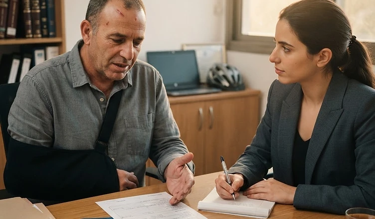 רוכב אופניים חשמליים שנפגע בתאונה ומקבל סיוע רפואי