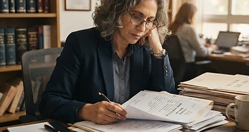 מטופל ובני משפחתו בוחנים תיק רפואי מלא לצורך קבלת רשומות רפואיות לתביעה