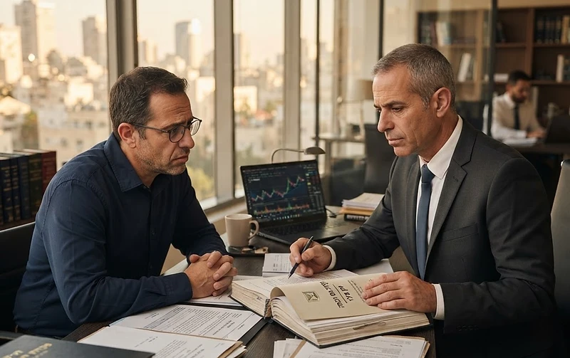 עורך דין מייעץ ללקוח בנושא עבירות מס פליליות במשרד