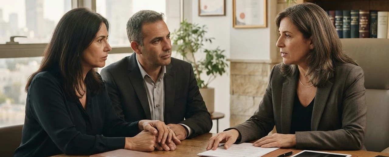עורך דין מייעץ לבני זוג בנושא חלוקת נכסי קריירה ואיזון משאבים בהליך גירושין