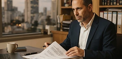 עורך דין מייעץ ללקוח בנושא עתירה נגד מכרזים ציבוריים במשרד