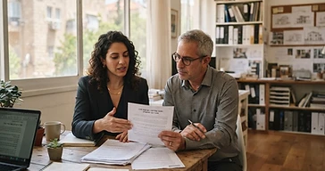 שלט הכוונה לעסק בדירת מגורים המדגים נושא שימוש חורג במקרקעין