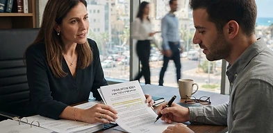 יזם חותם על חוזה שכירות מסחרית במשרד עורכי דין