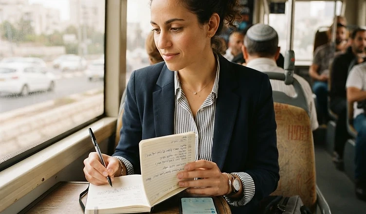 חישוב דמי נסיעות בטבלה מול מחשב נייד במשרד