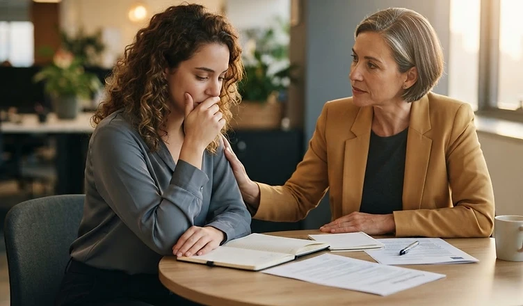 ספר חוקים פתוח מונח על שולחן לצד עט ומחשב נייד בסביבת עבודה
