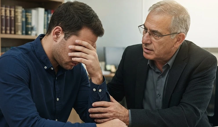 ספר חוקים ופטיש שופטים מונחים על שולחן עץ כבד בבית משפט