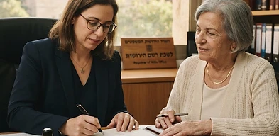 אדם מבצע הפקדת צוואה אצל הרשם לענייני ירושה במשרד ממשלתי מסודר