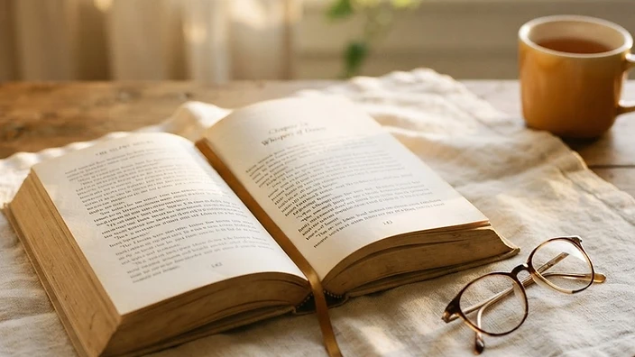 Livre ouvert dans la lumière du matin