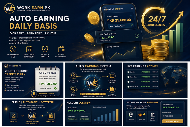 WorkEarn PK — Auto Earning Platform Design