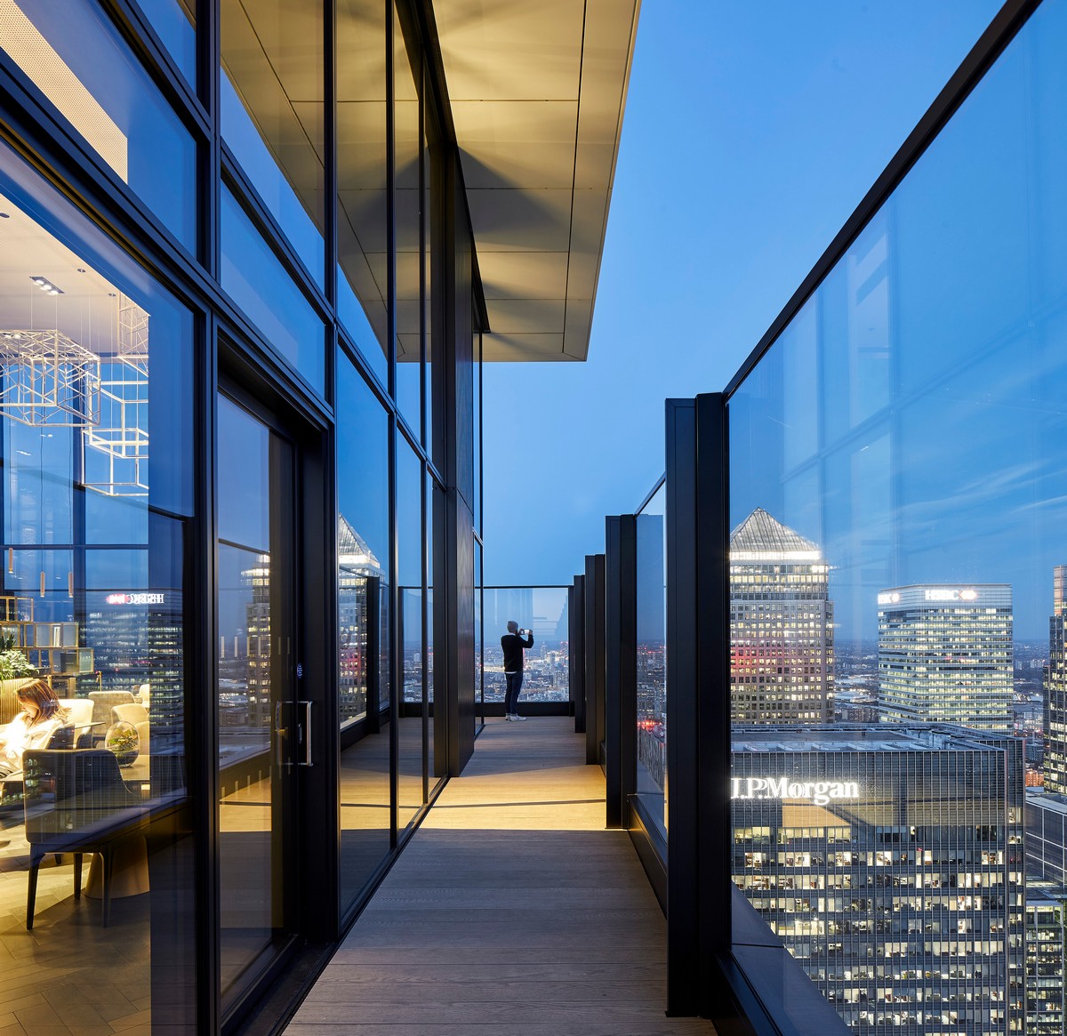 Balcony with skyline backdrop