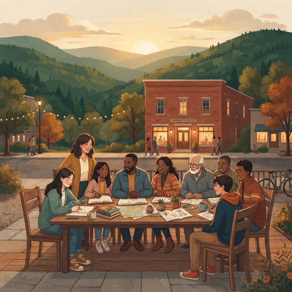 Community gathering in the Appalachian hills of Pocahontas County, West Virginia