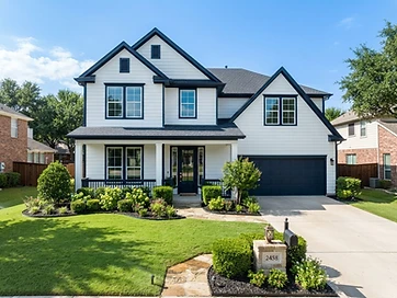 Suburban Dallas home with freshly painted siding and trim