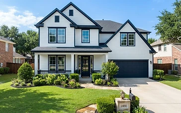 Freshly painted residential exterior with updated trim