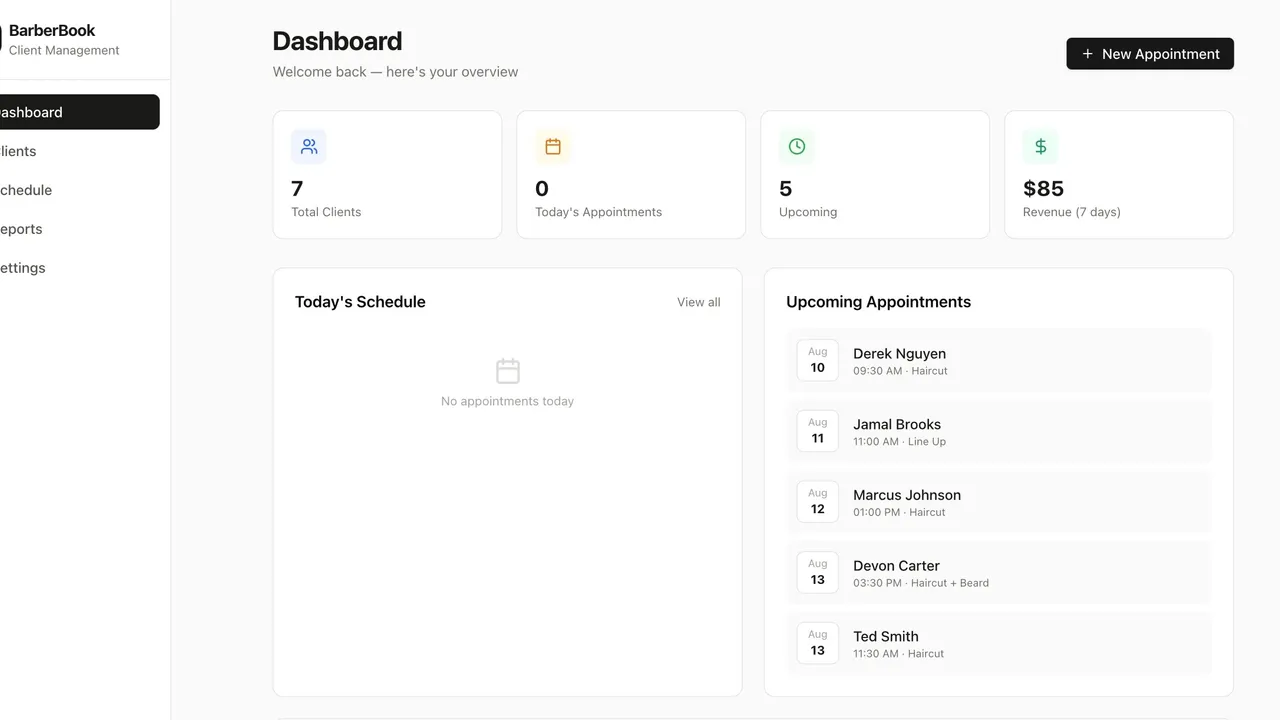 Salon Booking Center template preview