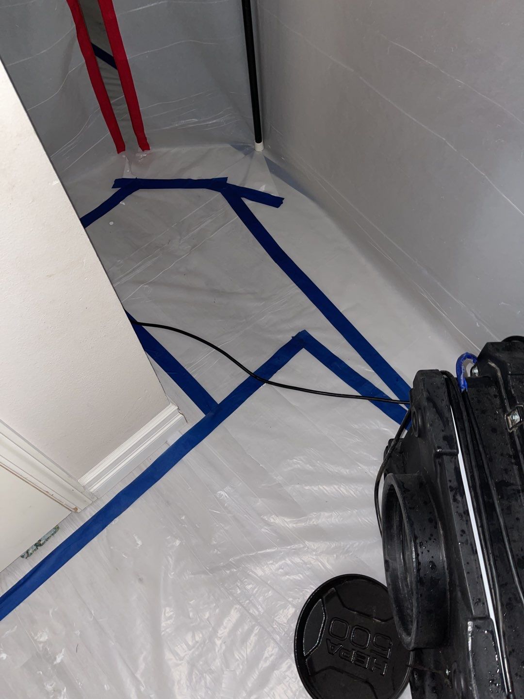 HEPA air scrubber setup