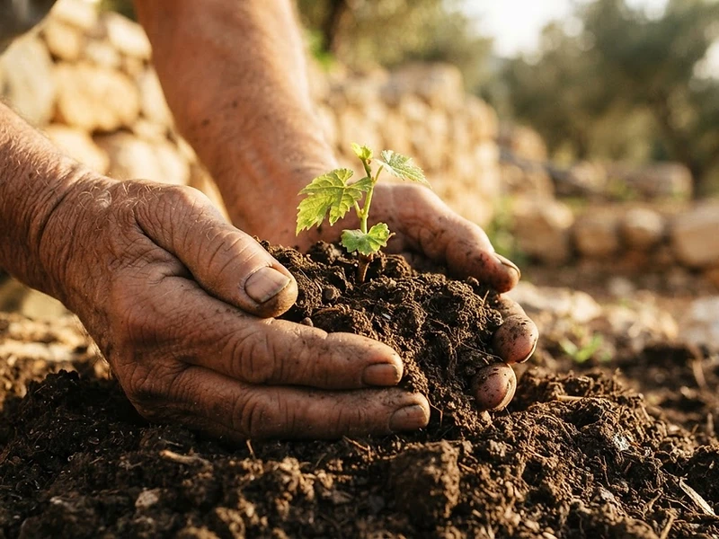 Hands holding the soil of the Land of Israel