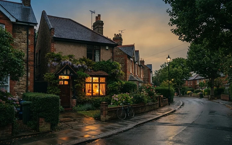 A quiet St Albans street at dusk