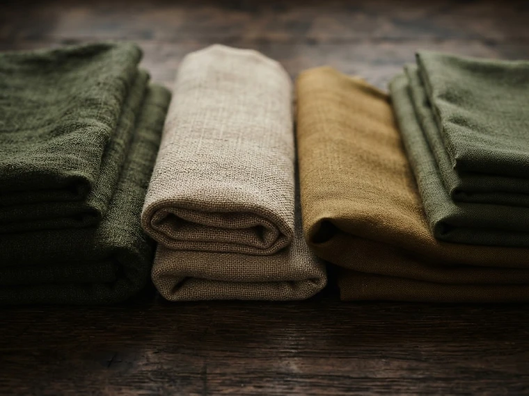 Neatly sorted folded textiles
