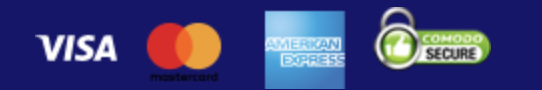 Accepted cards: Visa, Mastercard, American Express, Comodo Secure