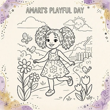 A printable collection of friendly line-art coloring pages featuring Amari. Print and color again and again.