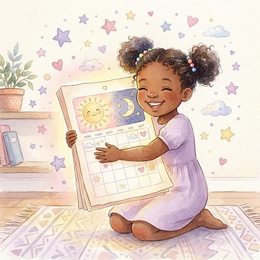 Instant digital download: the complete 381-page edition — a calendar page for every month with Amari in that month's outfit, plus a full page for every single day with its scripture, morning affirmation, and evening affirmation. Loved by schools and churches; perfect for families who want it all. Delivered straight to your email after purchase.