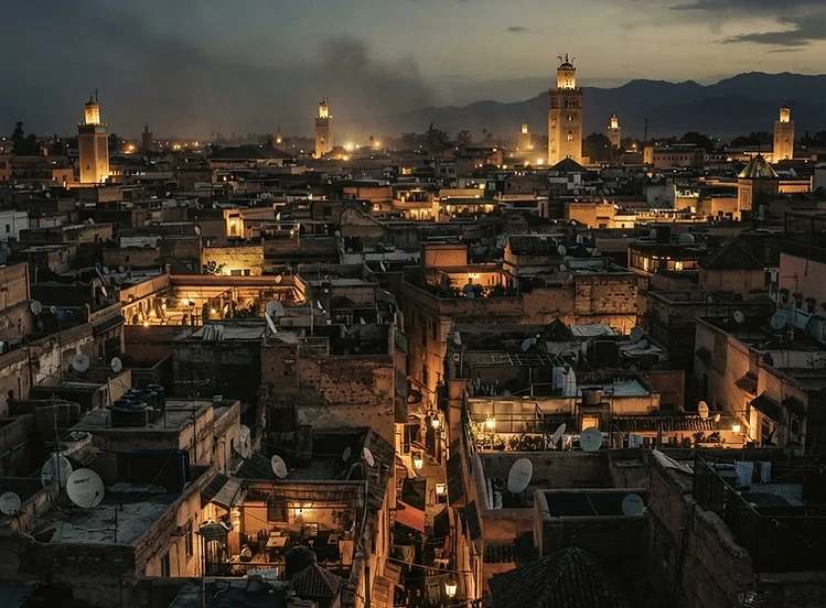 Marrakech - Rooftops. Heat. Shadows. The first move is never the real one.