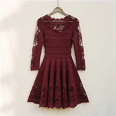 Gothic Burgundy Spiderweb Dress