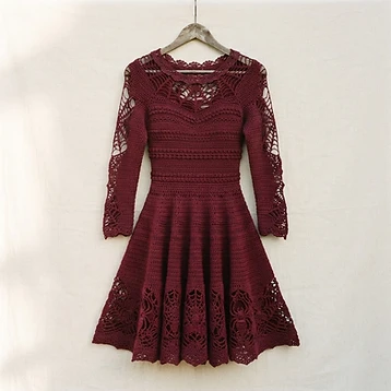 Gothic Burgundy Spiderweb Dress