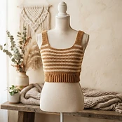 Women's Caramel Crochet Crop Top