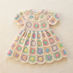 Rainbow Granny Square Dress