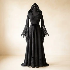 Gothic Hooded Lace Gown