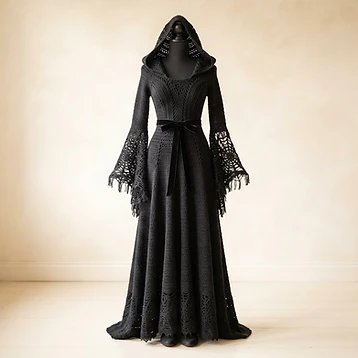 Gothic Hooded Lace Gown