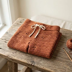 Men's Terracotta Crochet Shorts