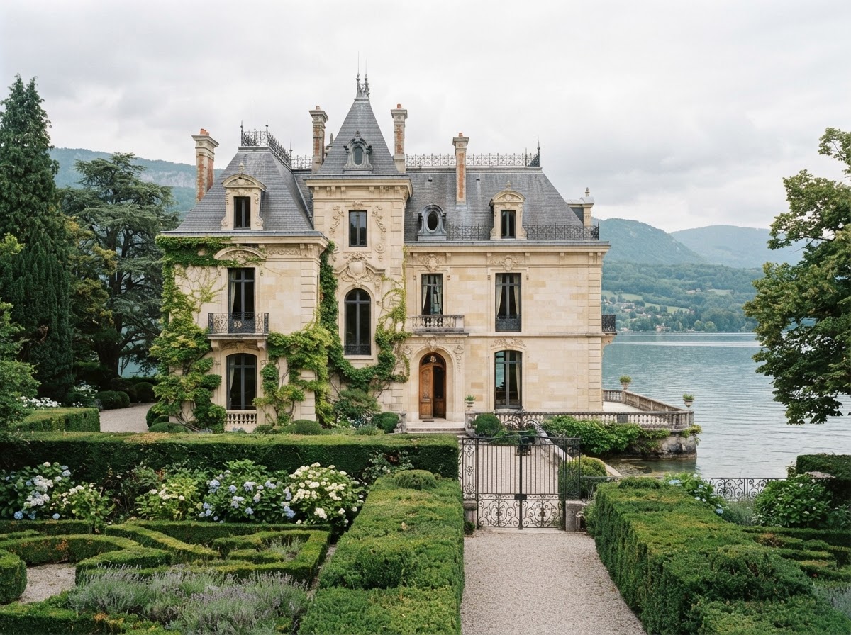 The Rosemont Estate's historic limestone facade and gardens