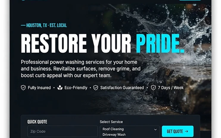 Clayton's Pressure Wash website — desktop view