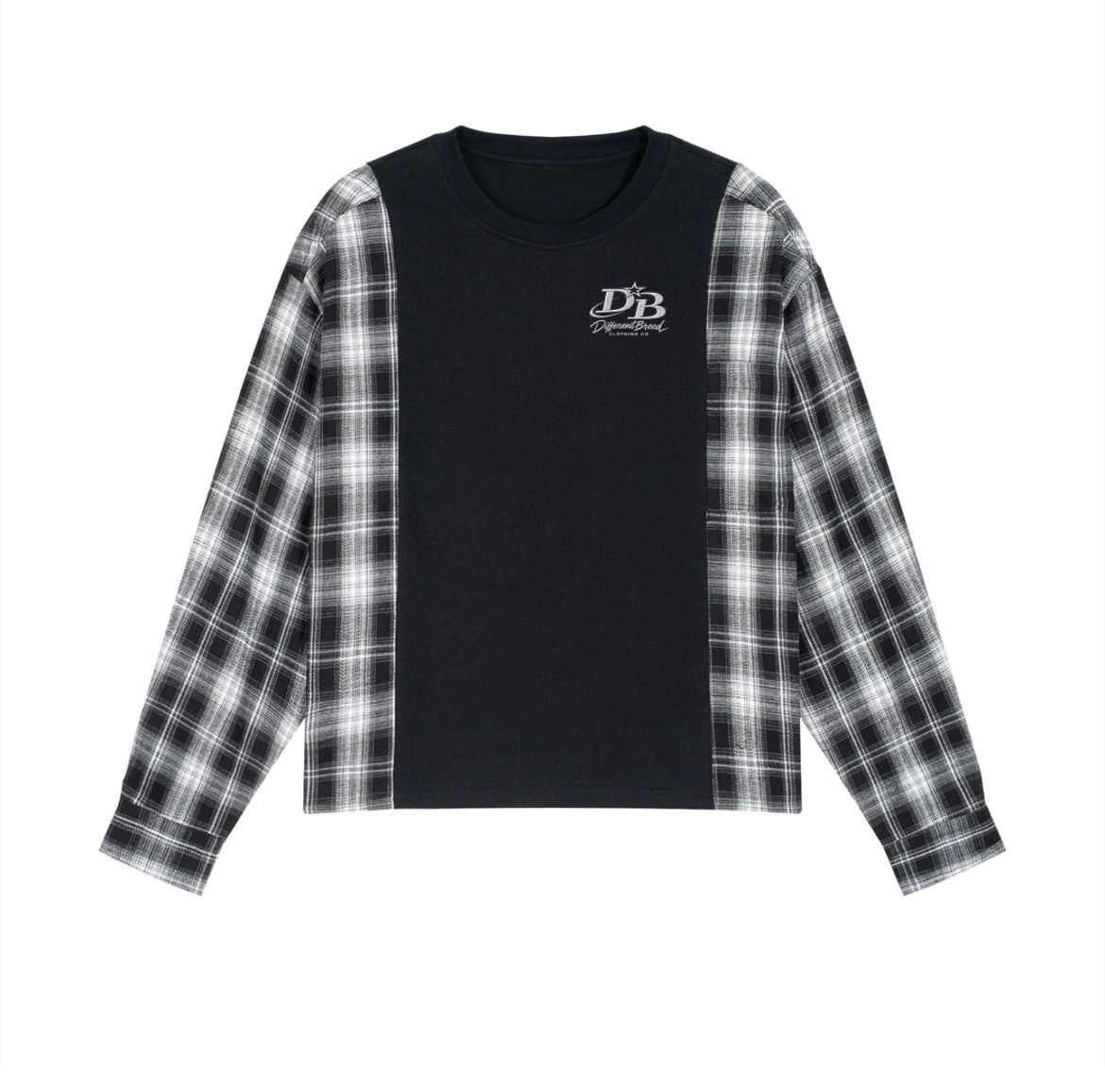 Plaid Panel Long Sleeve Tee