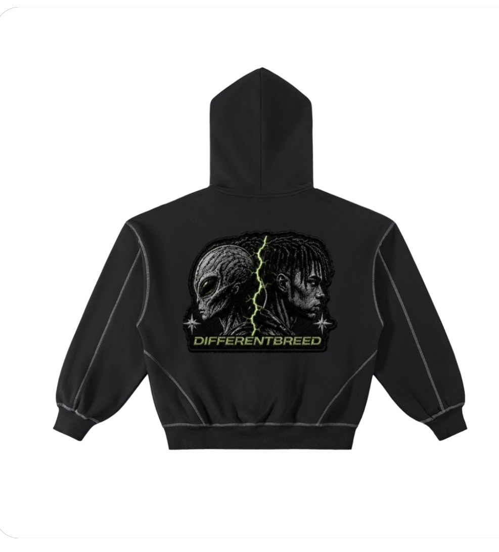 DifferentBreed Zip-Up Hoodie — Black — back