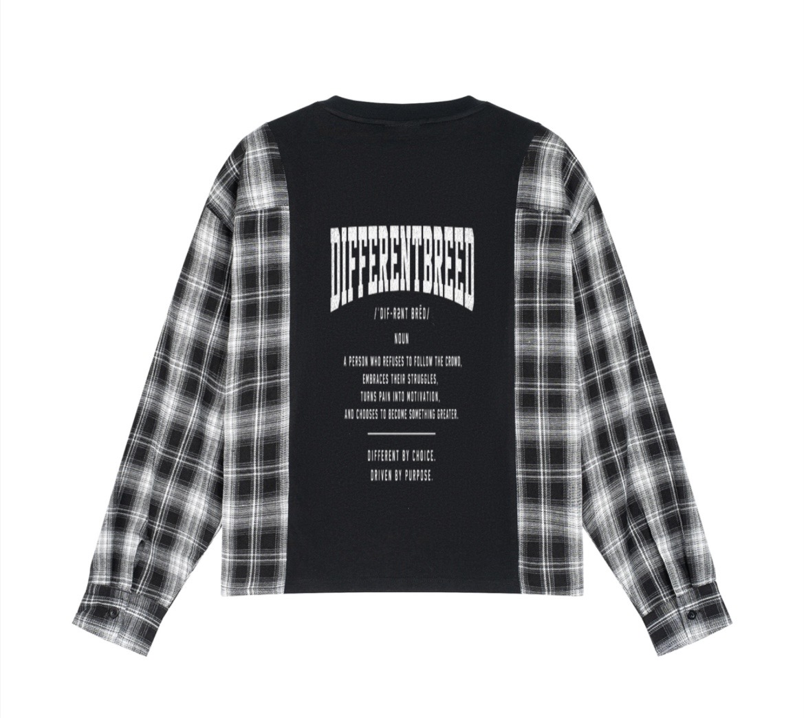 Plaid Panel Long Sleeve Tee — back