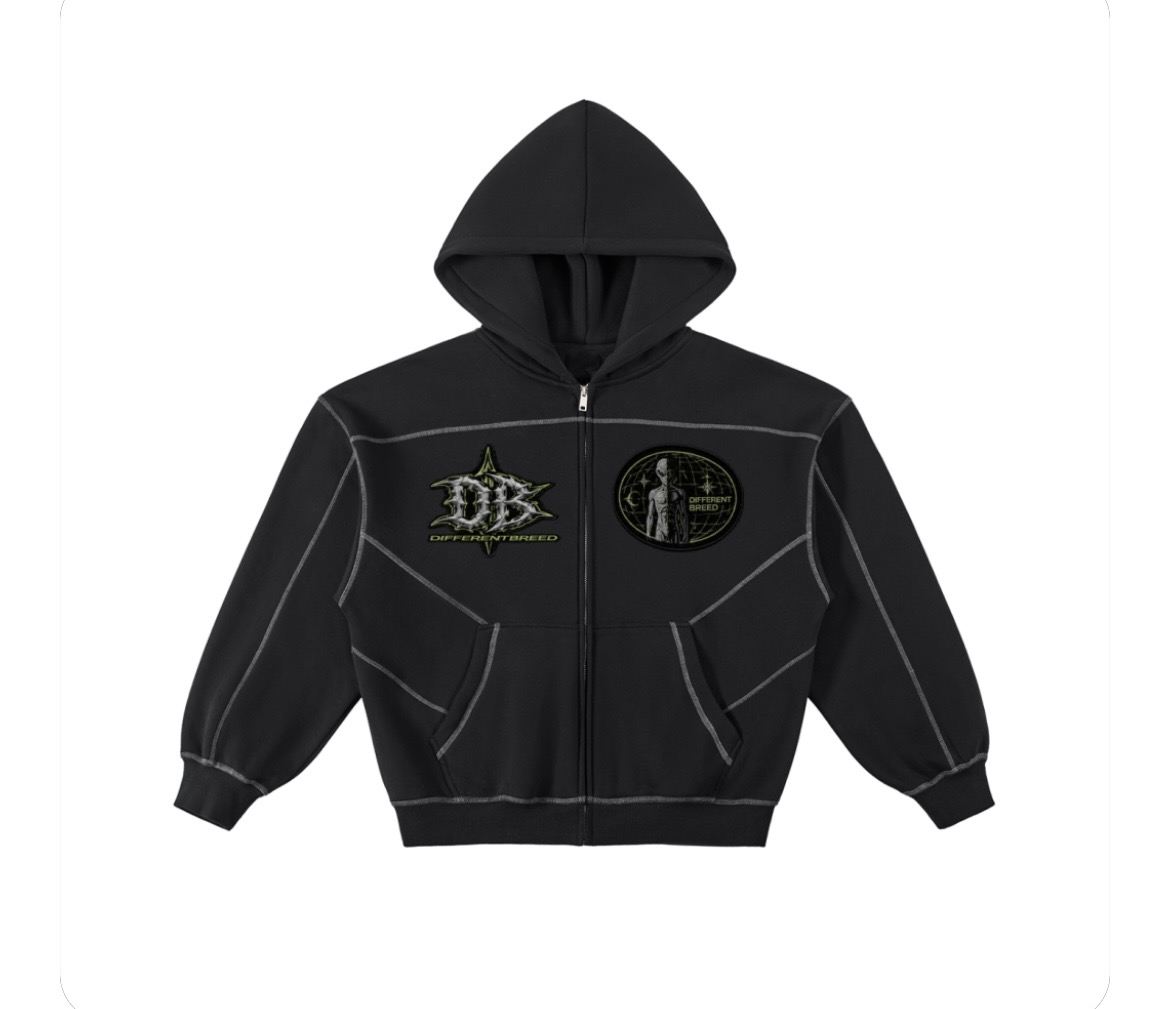 DifferentBreed Zip-Up Hoodie — Black