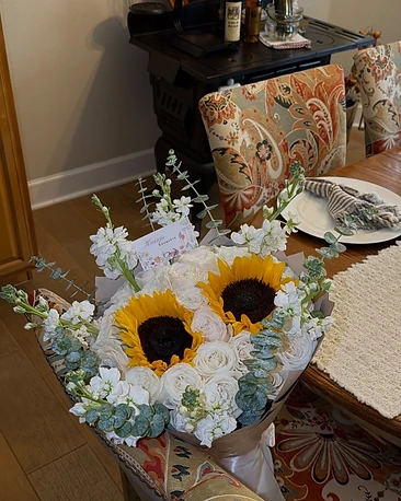 Sunflowers & White Roses