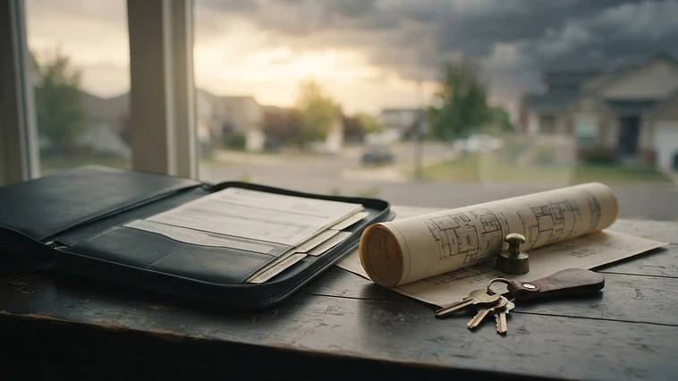 Home keys beside an organized property record file
