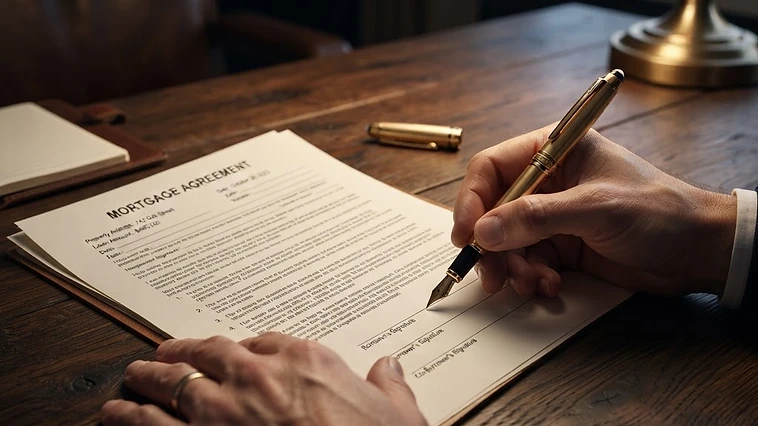 A homeowner carefully conducting a mortgage document review to check for loan document errors and compliance issues.