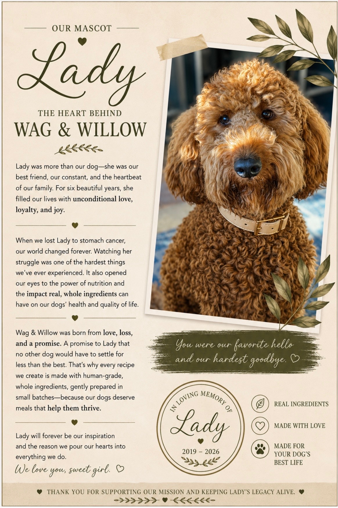 In Loving Memory of Lady — Our Mascot