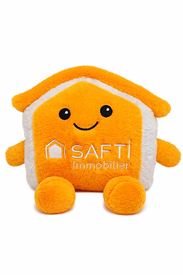 Peluche My Homy en forme de maison, vue de face