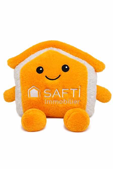 Peluche My Homy en forme de maison, vue de face