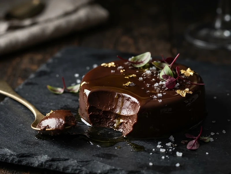 Dark chocolate cremeux with olive oil and sea salt