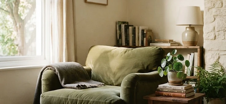 A cozy armchair in a warm interior