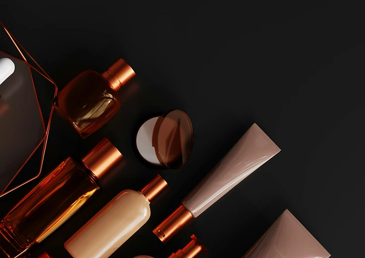 Skincare products arranged on a matte black background